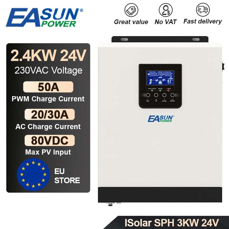 "Inverter Hybrydowy" solarny 2,4kW, 1,2kW PV 24V DC Przetwornica z kontrolerem słonecznym US $176.05