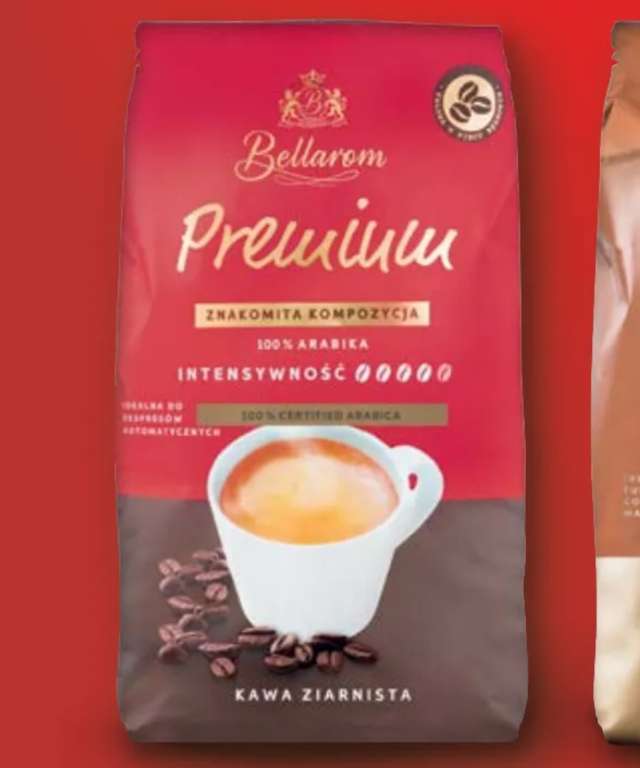 Kawa ziarnista Bellarom Premium 1 kg 100% Arabika za 27,74 zł przy zakupie 2 opakowań Lidl