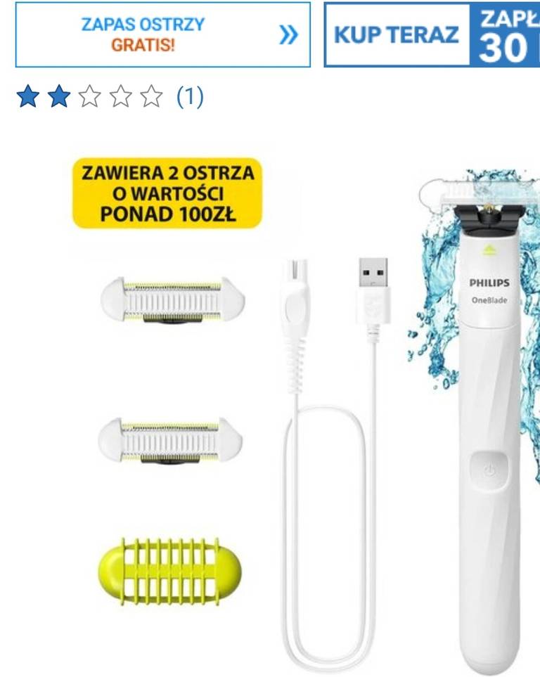 Trymer Philips oneblade intimate - 4 OSTRZA skin protect