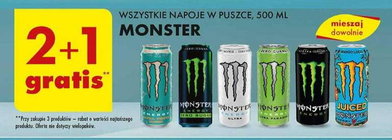 Monster 2+1 | 12 zł za 3 sztuki @Biedronka