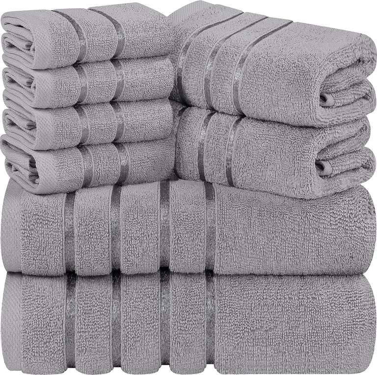 Utopia Towels - Zestaw 8 chłonnych ręczników bawełnianych, w paski, bawełna, wysoko absorbujące ręczniki, 3 różne rozmiary
