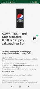 Kinder mleczna kanapka Pepsi Max Zero 330ml za 1zł MWZ 5zł żabka nano