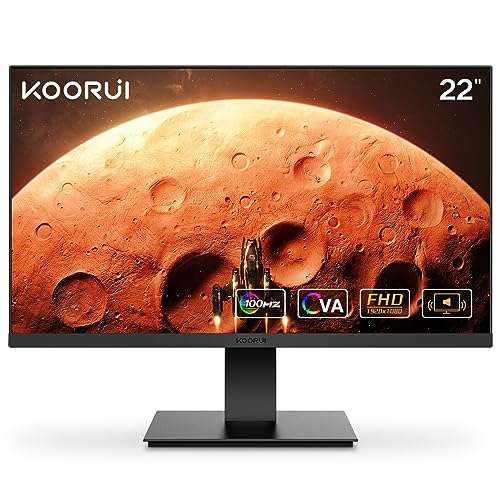 KOORUI 22-calowy monitor gamingowy z wbudowanymi głośnikami, 100 Hz, 1080p €88,35
