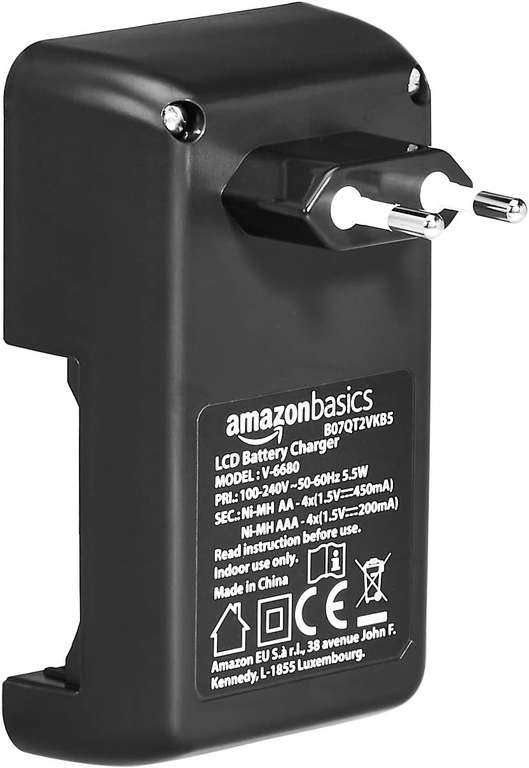 Amazon Basics V-6680-EU Ładowarka Akumulatorów, na 4 Baterie, dostawa 0zł (prime)