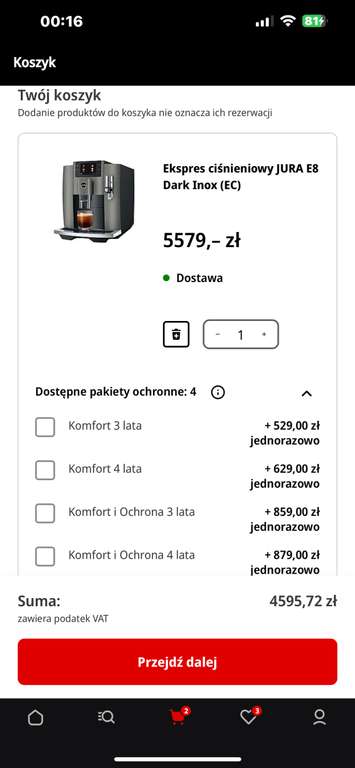 Ceny obniżone o VAT w Media Markt np.Jura E8 EC (pralki, lodówki, piekarniki, ekspresy do kawy)