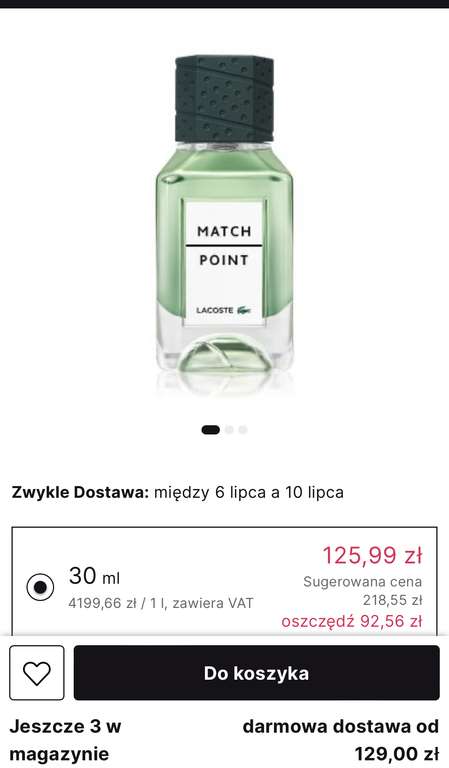 Perfumy Lacoste match POINT 30ml