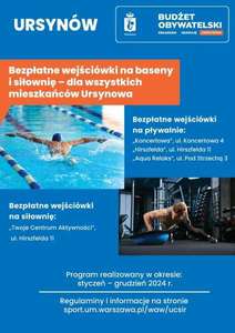 Bezpłatne wejściówki na baseny i siłownię dla mieszkańców Ursynowa