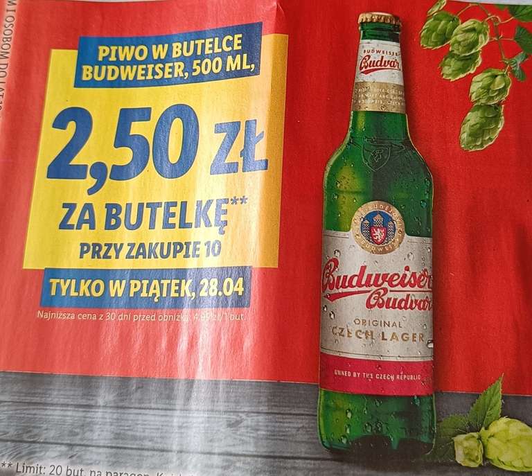 Piwo Budweiser (i inne) 0,5l w Lidl