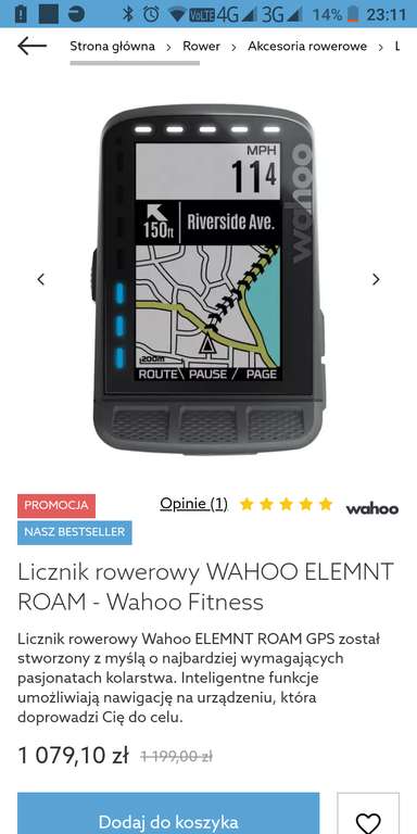 Licznik rowerowy WAHOO ELEMNT ROAM - Wahoo Fitness
