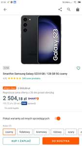 Smartfon Samsung Galaxy S23 8 GB / 128 GB 5G czarny Polska DYSTRYBUCJA!