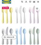 IKEA komplet sztućców, 18 szt, dla dzieci, różne kolory 1szt=0,33zl (paczkomat 1zl MWZ 69zl)