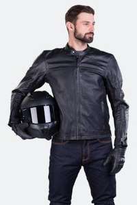 Zestaw - Skórzana kurtka +motocyklowe wzmocnione aramidem jeansy