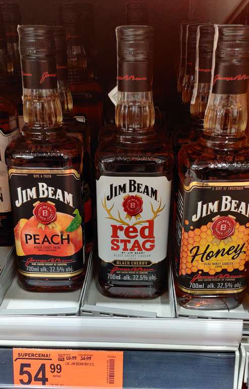 JIM BEAM Red Stag/Apple/Peach/Honey w butelce 0,7L. BIEDRONKA