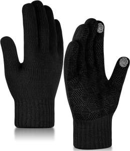 Ciepłe, zimowe rękawiczki z dzianiny do obsługi ekranów dotykowych - czarne, niebieskie i szare - rozmiary S, M i L