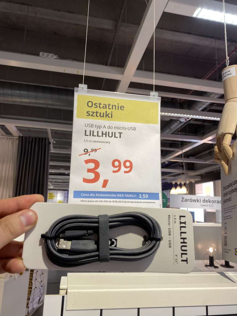 Kabel microUSB 1.5m IKEA LILLHULT