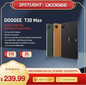 Tablet DOOGEE T30 Max 12.4" 8/512GB Android 14 10800mAh Widevine L1 2xsim 4G-LTE $219.50
