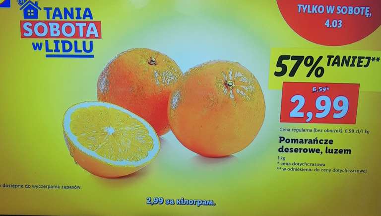 Pomarańcze deserowe luz 1kg @Lidl