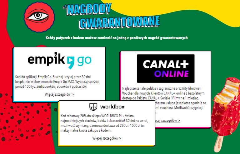 Nagroda gwarantowana przy zakupie lodów Kaktus - Empik GO, CANAL+ online, Worldbox.pl