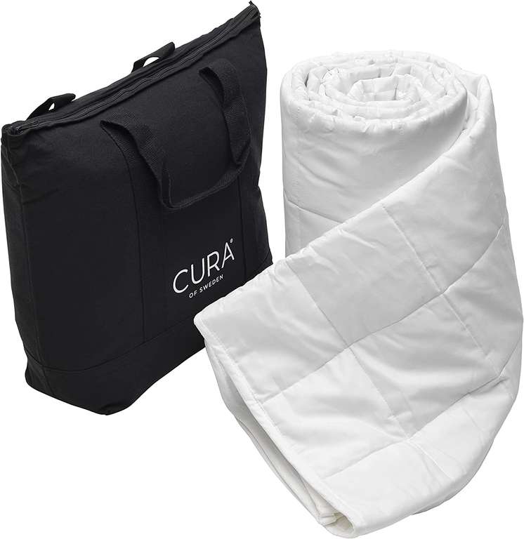 CURA Pearl Classic 150x210 Bawełniany koc obciążeniowy - kołdra obciążeniowa – łagodzi objawy bezsenności, stresu i niepokoju, biały