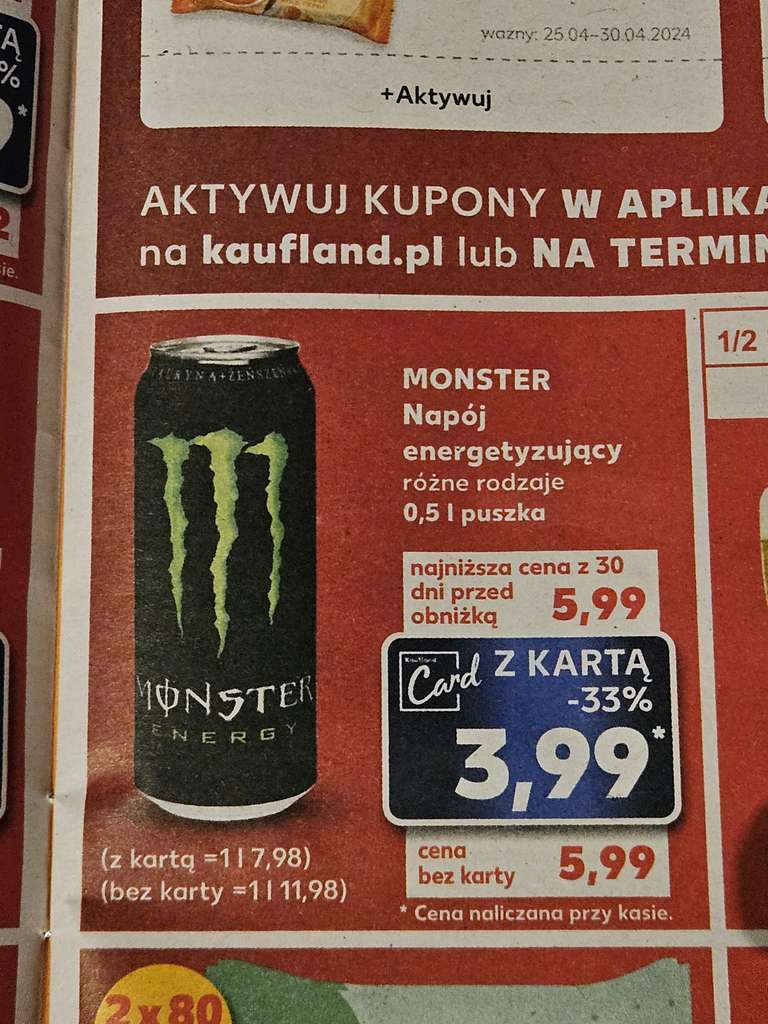 Monster Energy - wszystkie smaki Kaufland