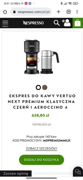 Nespresso - Ekspresy -40% taniej przy zakupie kaw