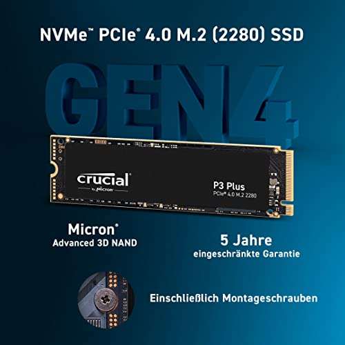 Dysk SSD Crucial P3 Plus 1TB do 5.000MB/s M.2 PCIe Gen4 NVMe