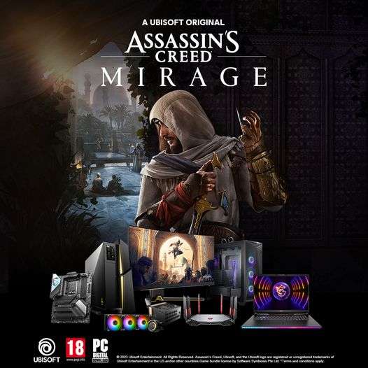 Odbierz darmowy KOD DO GRY "Assassin's Creed: Mirage" kupując wybrane produkty MSI.