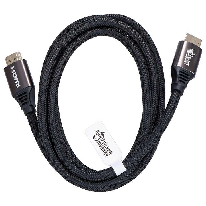 Kabel HDMI v2.1 Silver Monkey HD-020SM2-1, w oplocie, 2m, odb.os.0zł