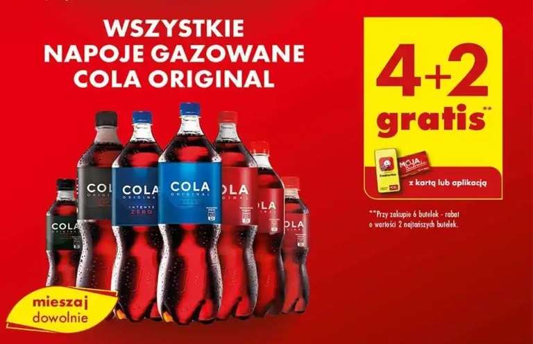 Cola Original 4+2 gratis - wszystkie rodzaje @Biedronka