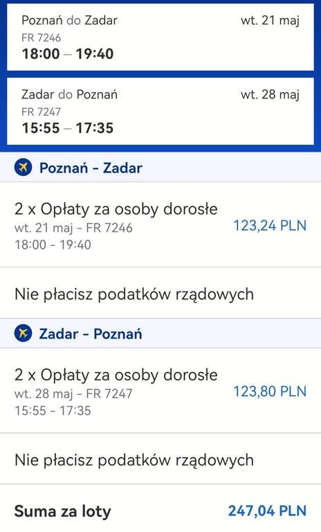 Tanie loty do Zadaru w Maju z Poznania