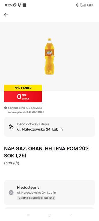 Biedronka, oranżada Hellena pomarańczowa za 0,99zl
