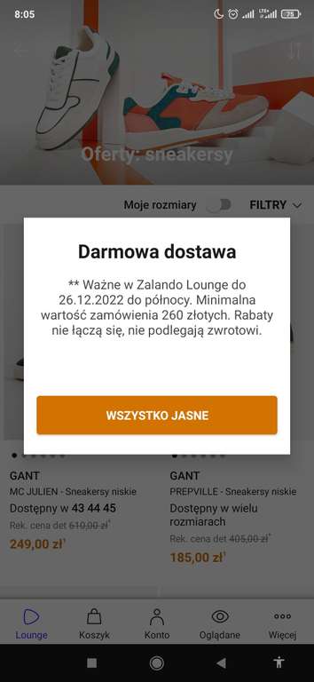 Darmowa dostawa w Zalando Lounge MWZ 260 zł