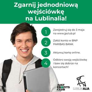Darmowe wejściówki na Lubelskie "Lublinalia" Juwenalia 02-04.05 dla lubelskich studentów za założenie konta + rabaty do lokali + szkolenia
