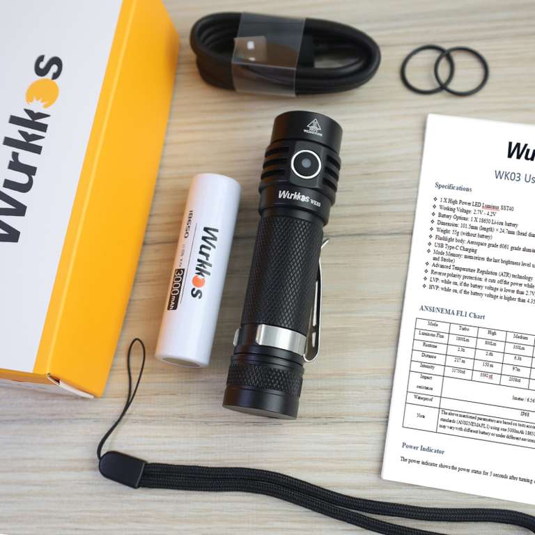 Wurkkos WK03 1800 Lümen SST40 USB C Şarj Edilebilir EDC Işık - ve
