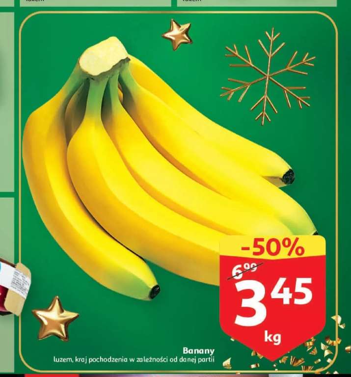 Banany w Auchan od 1 grudnia za 3,45 za kg