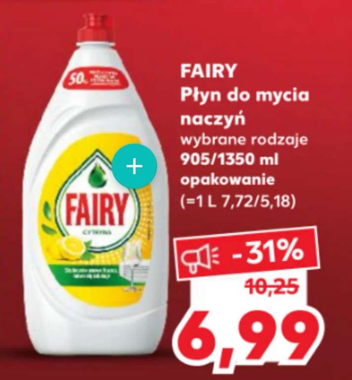 Plyn do mycia naczyń Fairy 1350ml za 6,99zl. 5,18 za litr.