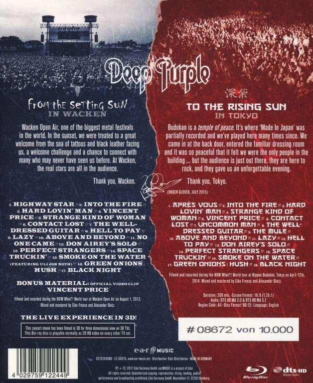 Deep Purple "From The Setting Sun In Wacken/To The Rising Sun in Tokyo BR"