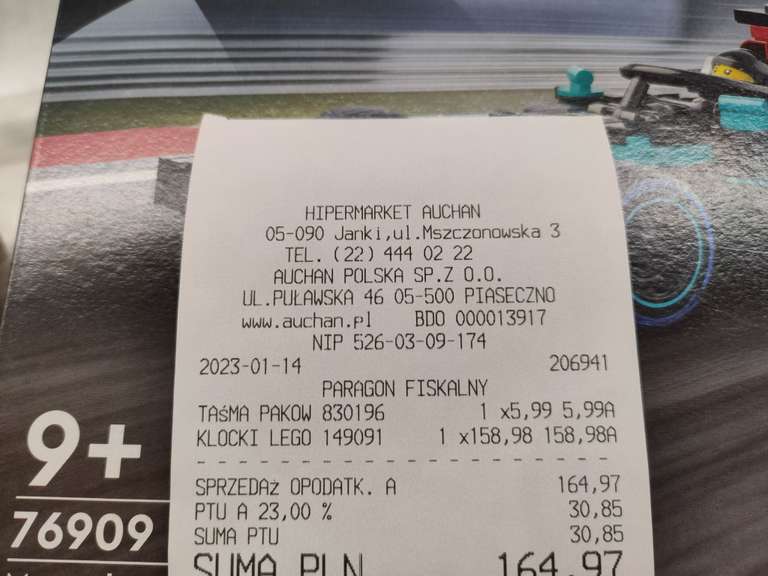 LEGO Speed Champions 76909 Mercedes AMG F1 & Project One Auchan Janki