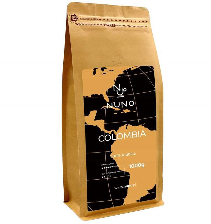 Kawa ziarnista 100% Arabica Nuno Kolumbia, świeżo palona - 1kg