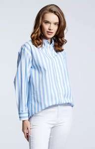 Niebieska koszula damska @WÓLCZANKA za 49,99 zł - 100% bawełna, 3 kolory