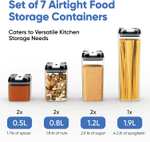Chef’s Path Hermetyczne Pojemniki do Żywności – Zestaw 7 sztuk– do kuchni i spiżarni – wolne od BPA - na Płatki, Mąkę, Ulepszone Przykrywki