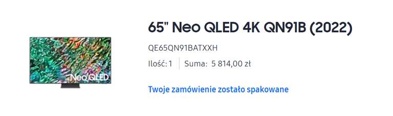 Telewizor Samsung QE65QN91B ze sklepu samsung.pl (Możliwe do uzyskania 4514 zł)