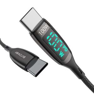 BlitzWolf BW-TC23 100W 5A LED Display Type-C to Type-C Cable PD3.0 PPS QC4.0+ QC3.0 Fast Charging | $5.99