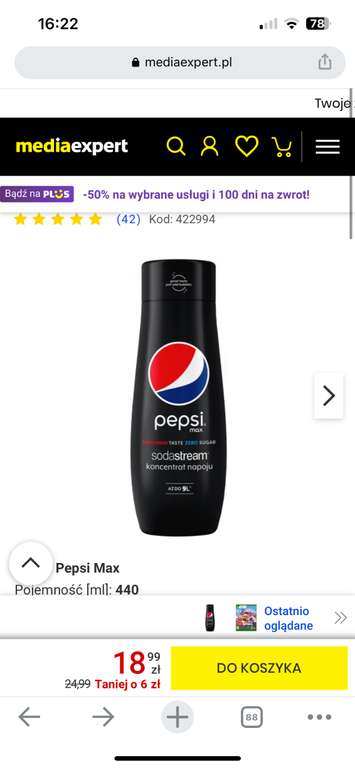 4x Syrop Sodastream Pepsi max za 57,97 zł (14,49 zł / szt.)