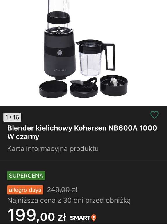 Blender kielichowy Kohersen NB600A 1000W