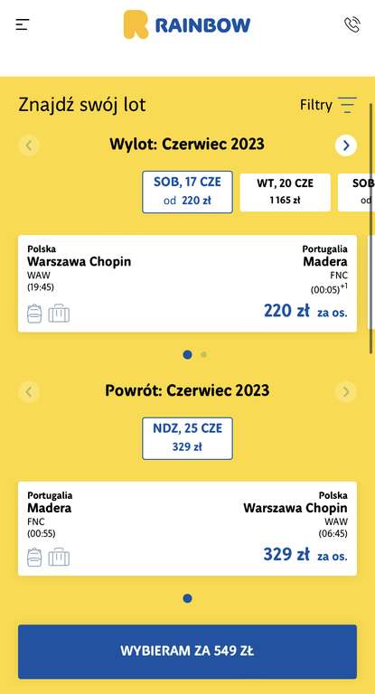 Warszawa-Madera za 549 zł za osobę
