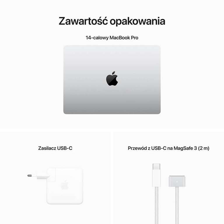 Apple MacBook Pro 14" M2 Pro 12-core CPU + 19-core GPU / 16GB RAM / 1TB SSD / Srebrny (Silver)
