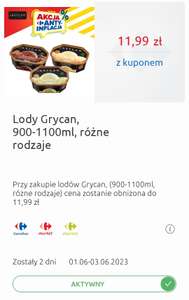 Lody Grycan 900 - 1100ml 11,99zł - Carrefour -w aplikacji