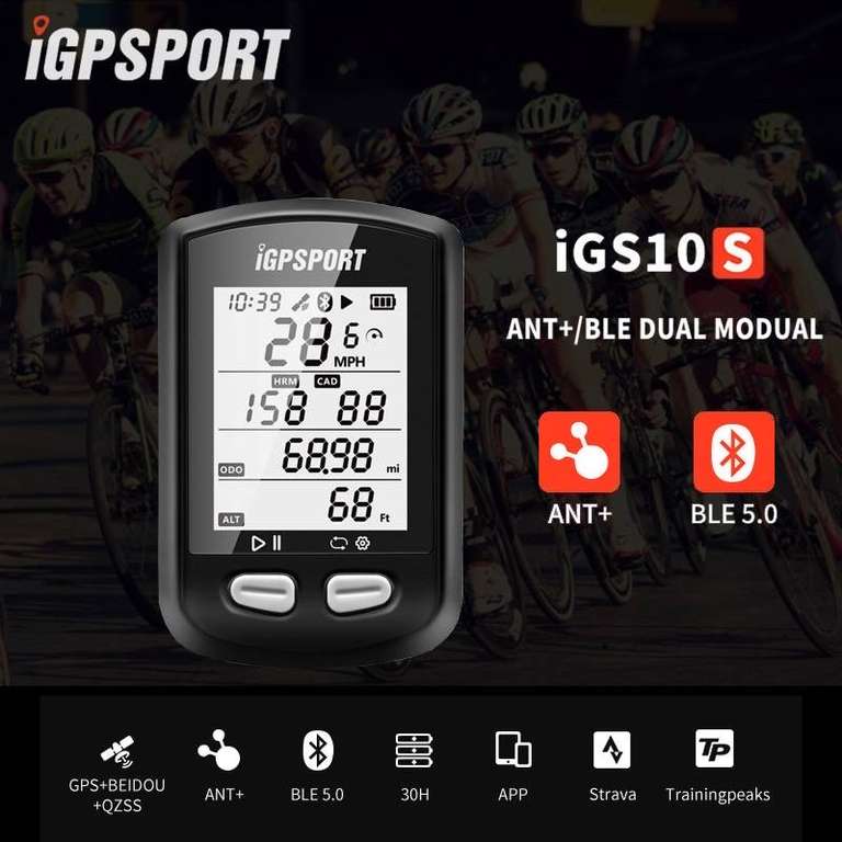 Licznik rowerowy IGGPSPORT IGS10S GPS BLE AnT+ możliwe 115,56