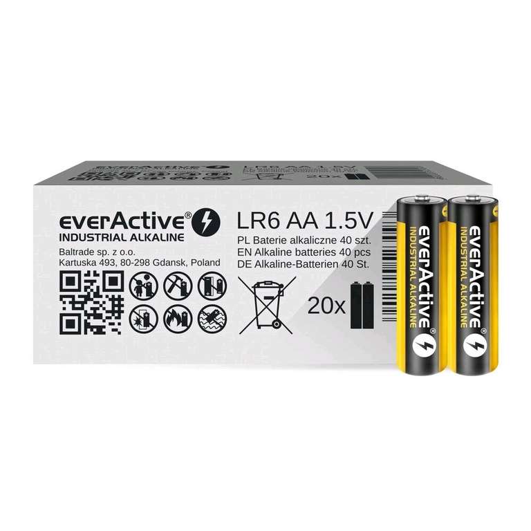 40 x baterie AA / LR6 everActive Industrial Alkaline